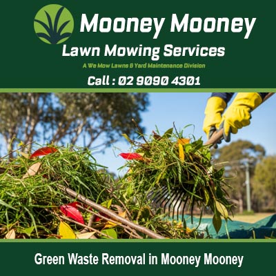 Green waste and grass clippings being collected for removal in Mooney Mooney